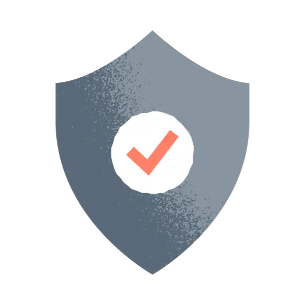 Stylised shield with check mark